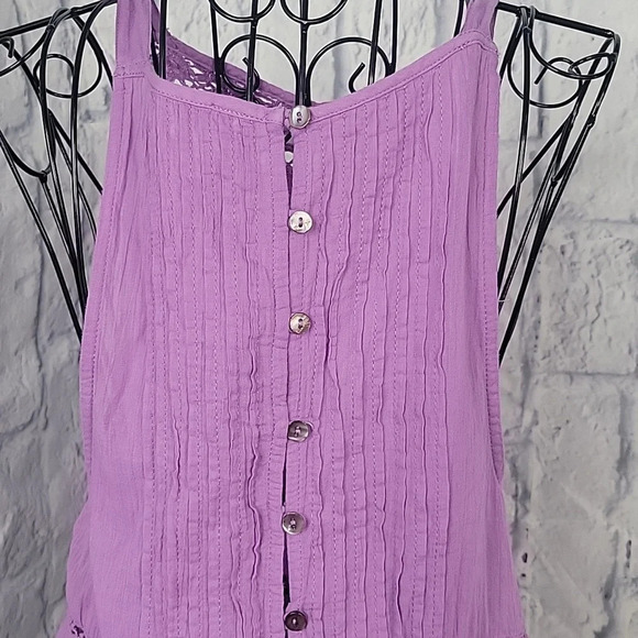 FREE PEOPLE Pleated Crochet Sleeveless Lilac‎ Blouse XS - Picture 6 of 10